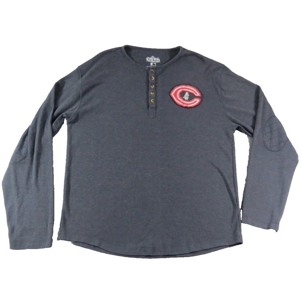 Red Jacket Chicago Cub Henley XL Gray MLB Cooperstown Quilted Double Elbow Shirt